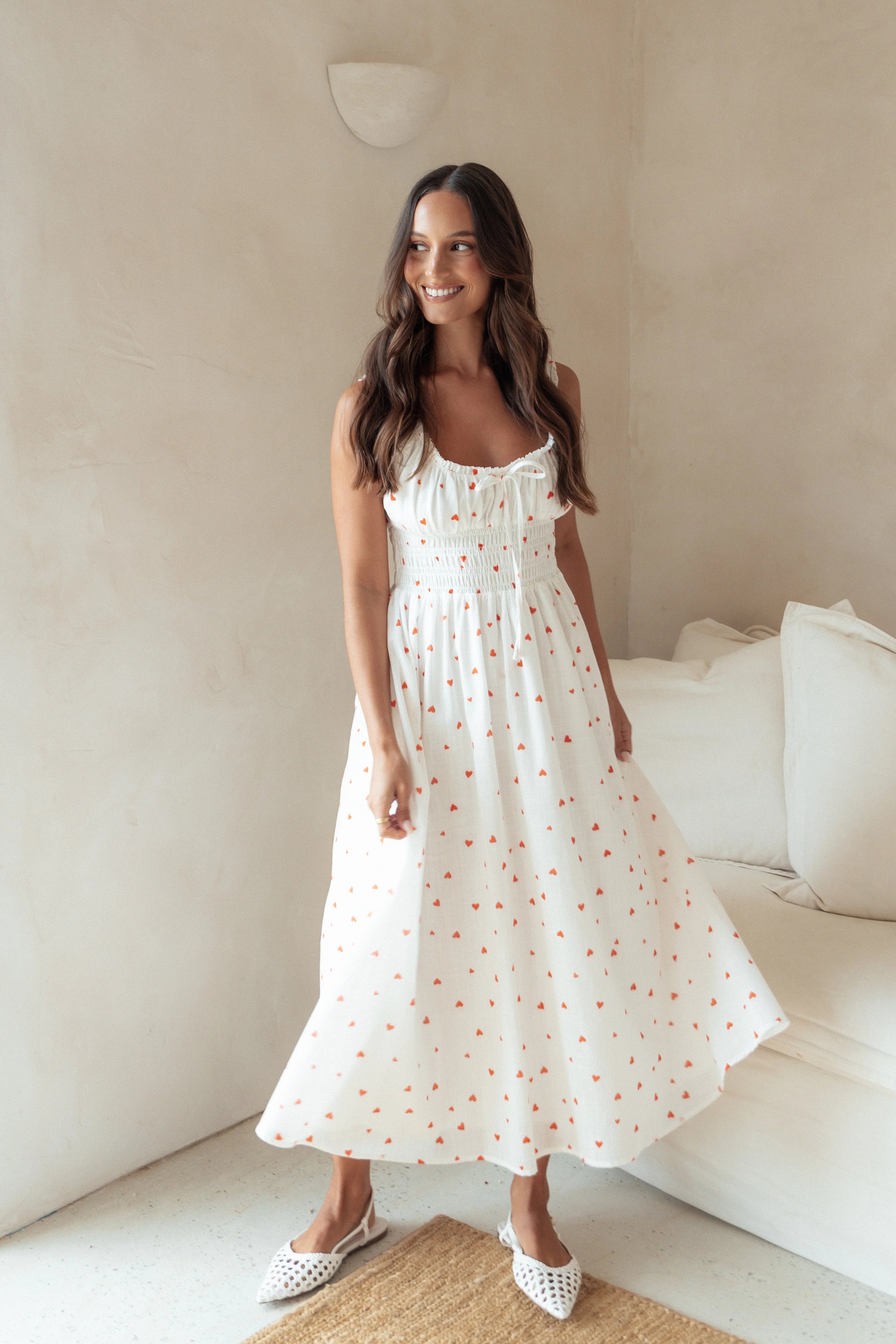 Auguste Midi Dress Ditsy Heart