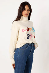 Apres Ski Turtleneck Knit Sweater Off White