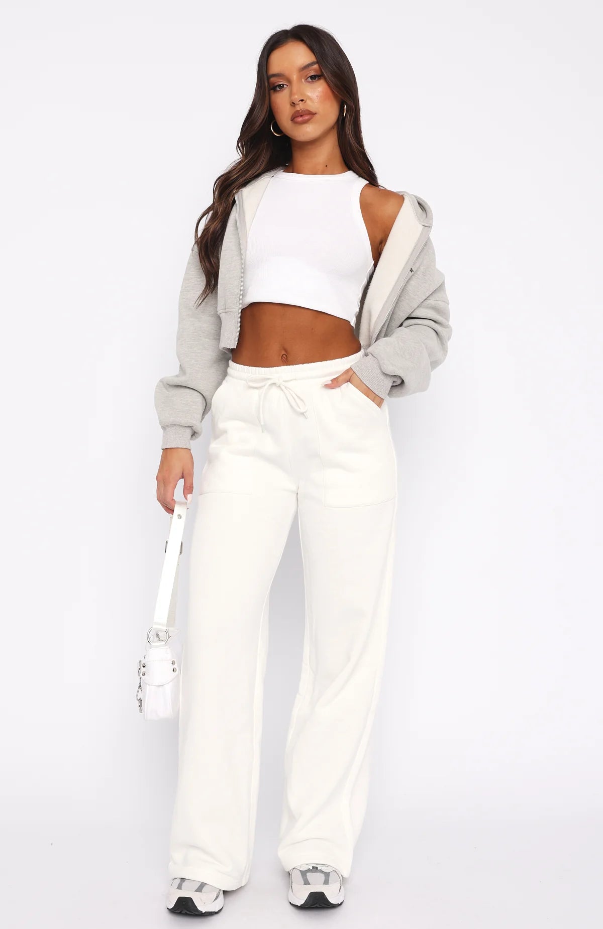 Youd Love It Here Wide Leg Sweatpants White