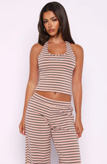 Looking Back Halter Top Pink Stripe