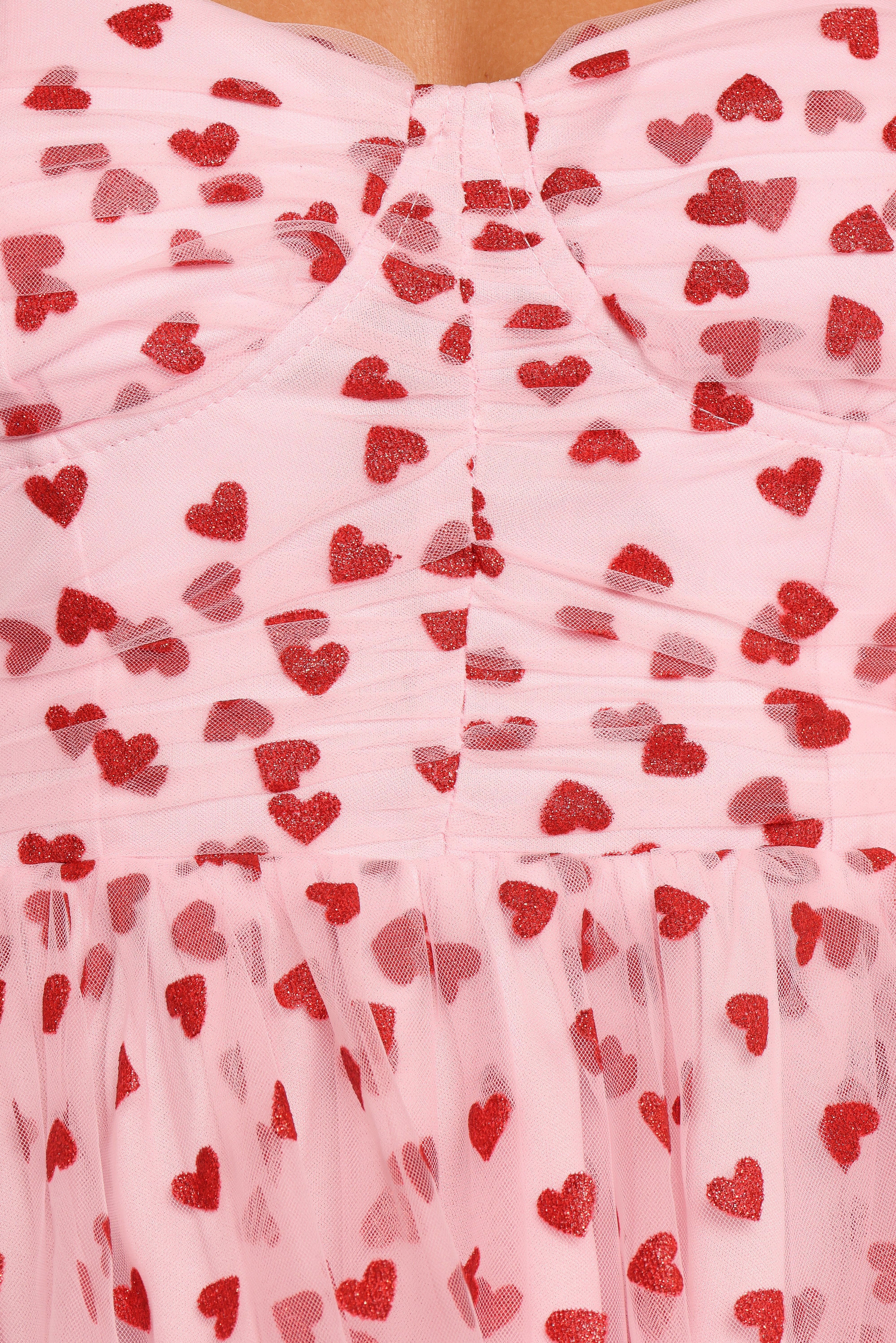 Floret Midi Dress Red Hearts