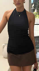 Ivy Halter Neck Top Black