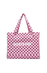 Circle Back To Me Tote Bag Pink Burgundy Polka Dot