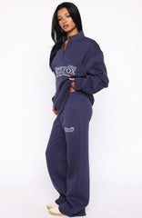 Standing My Ground Wide Leg Sweatpants Navy