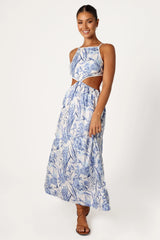 Sena Midi Dress Blue Floral