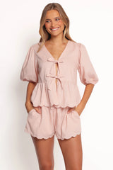 Zarie Scalloped Short Set Light Pink
