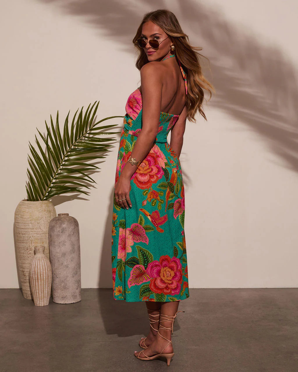 Jessica Floral Halter Midi Dress