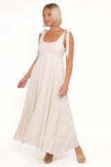 Valara Tie Shoulder Maxi Dress Oatmeal