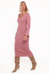 Lina Long Sleeve Midi Dress Pink
