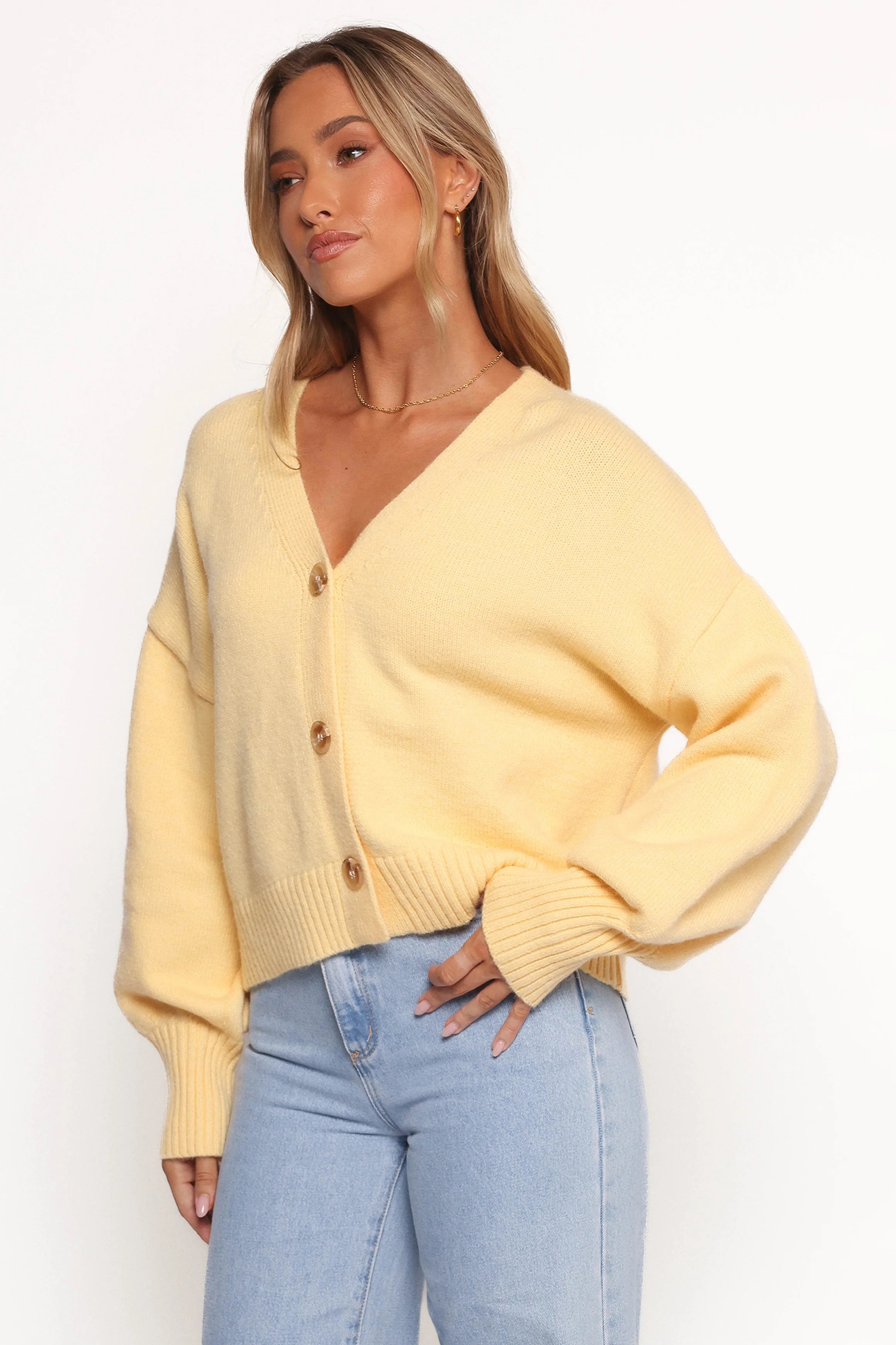 Isabel Button Front Cardigan Yellow