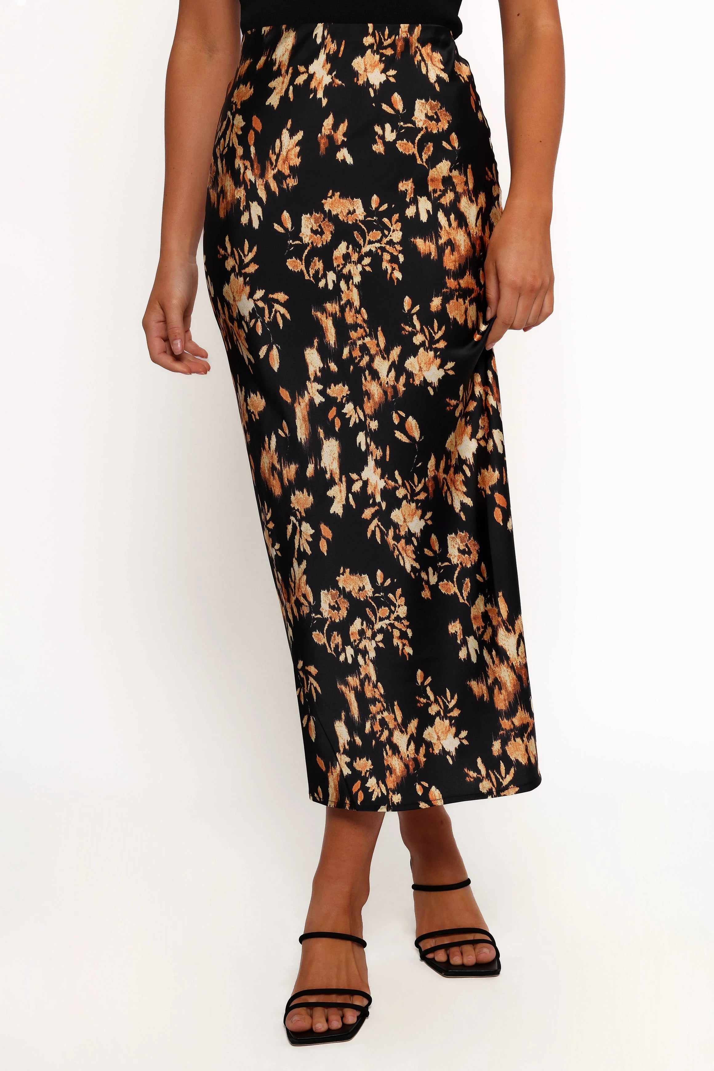 Kenna Satin Midi Skirt Midnight Glow