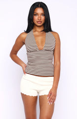 Next Vacation Halter Top Chocolate Cream Stripe