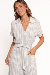 Daila Tie Waist Jumpsuit White Black