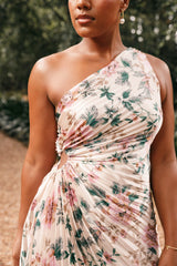 Kleo One Shoulder Maxi Dress Pink Floral