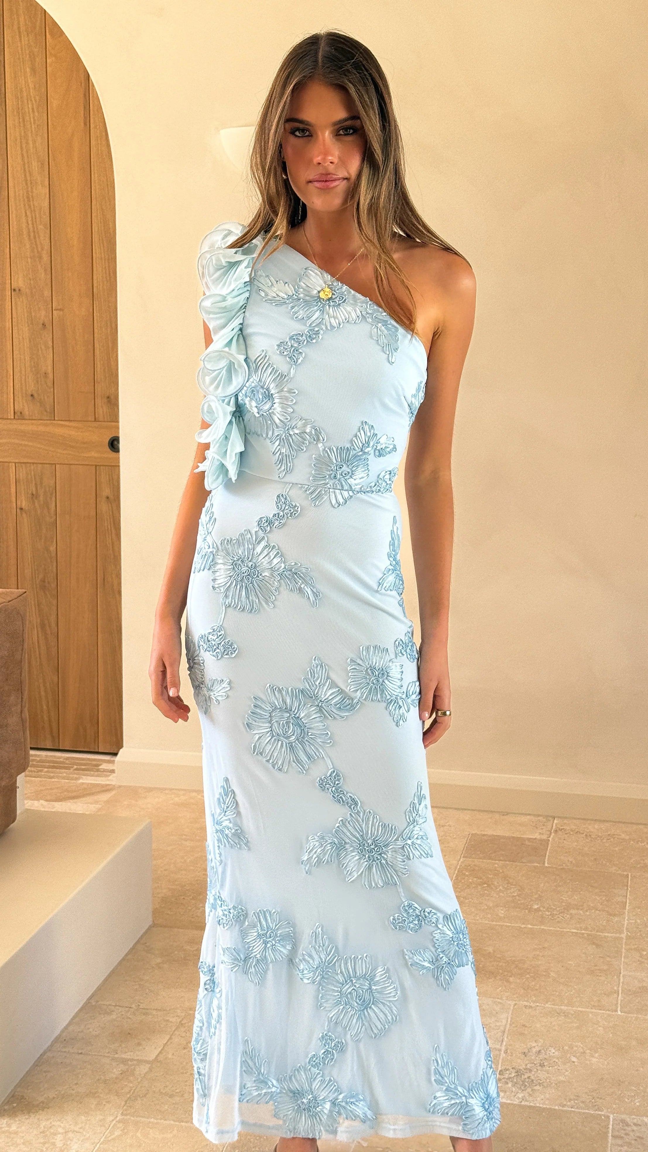 Darlee Maxi Dress Baby Blue Floral