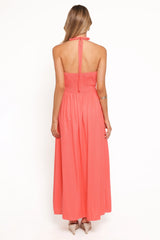 Marie Halterneck Maxi Dress Coral