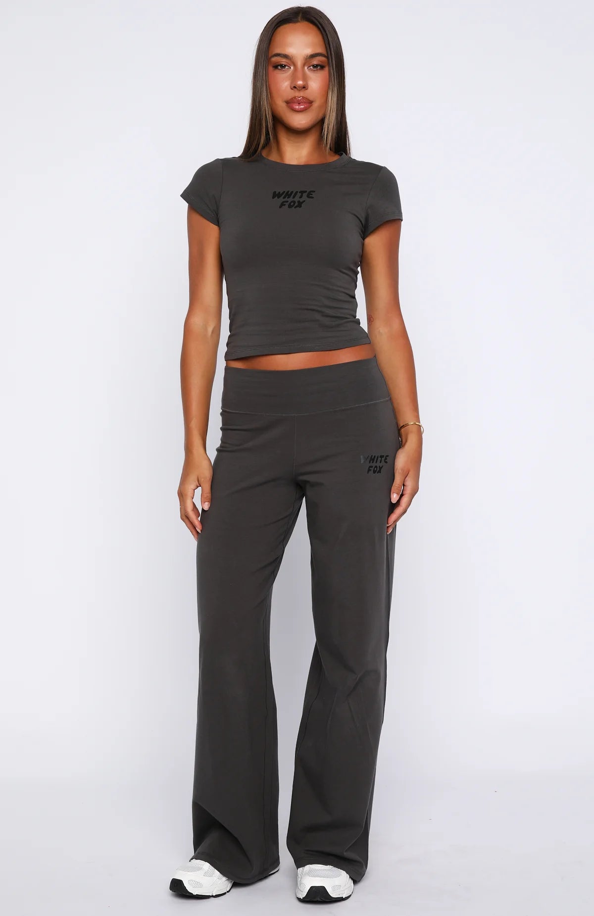 Break The Records Wide Leg Pants Charcoal
