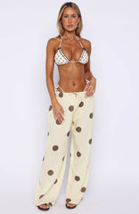 Tropic Muse Pants Cream Choc Polka Dot