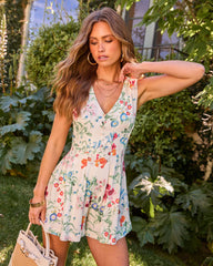 Blooming Elegance Pleated Floral Romper
