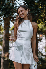 Odilia Tie Waist Romper White
