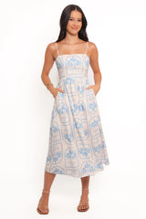 Cathy Midi Dress Blue White