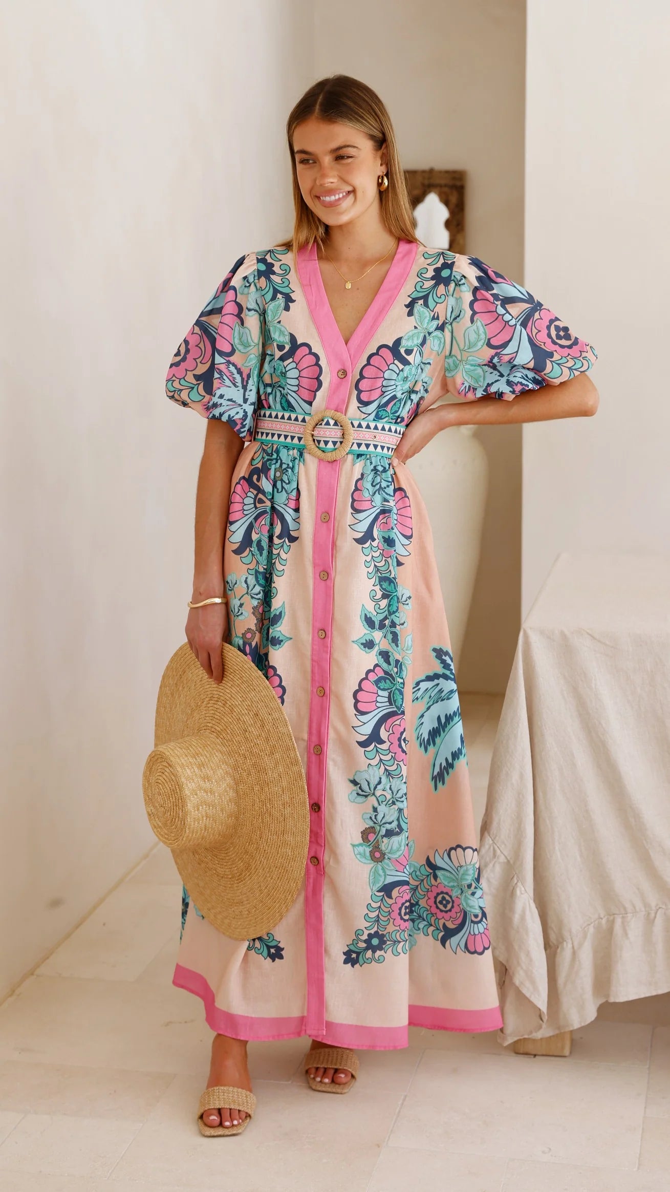 Dali Maxi Dress Island Bloom Pink