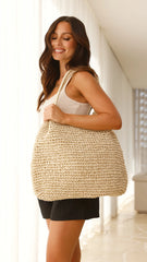 Solana Summer Tote Bag Beige Straw