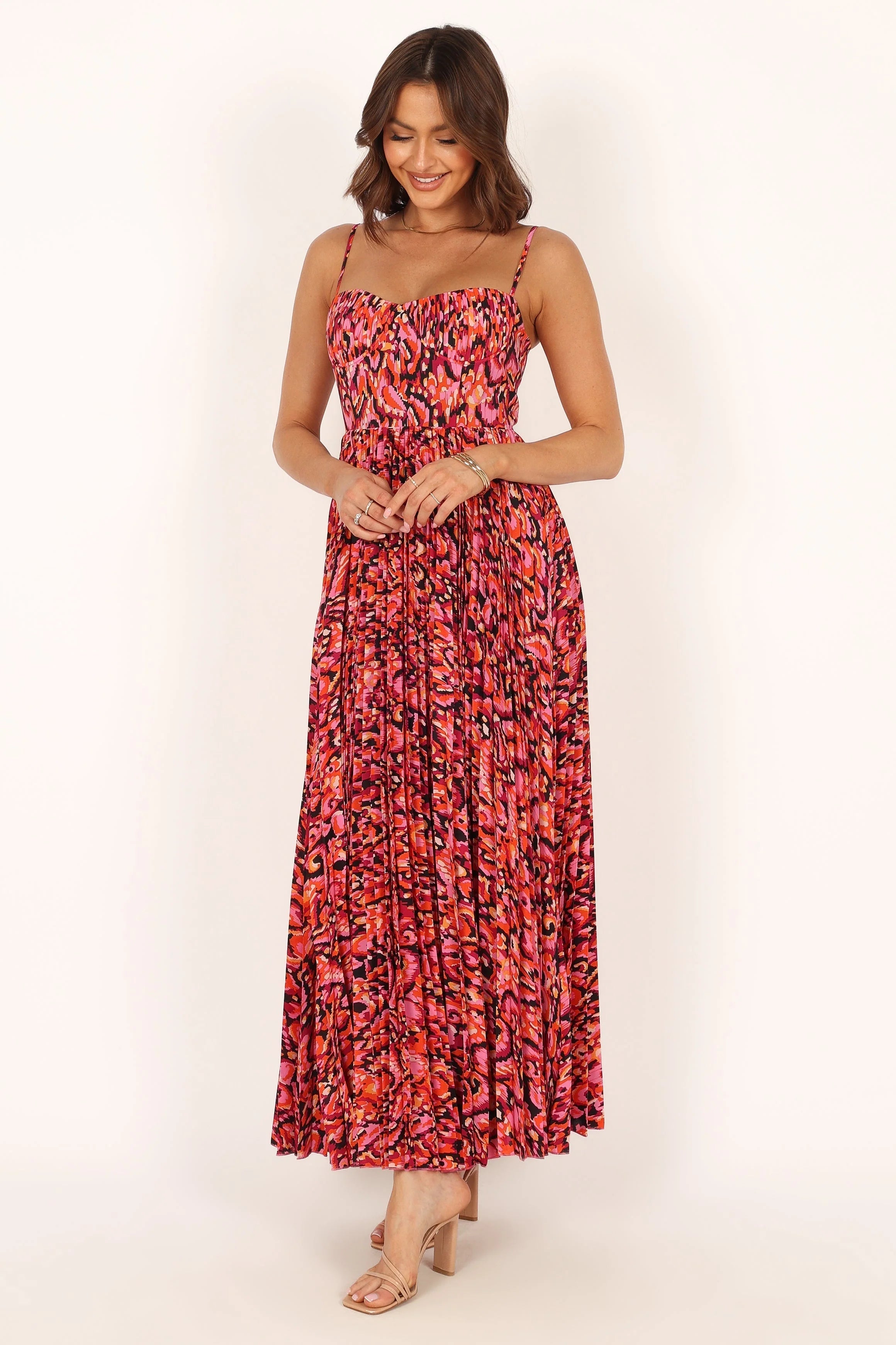 Achanti Pleated Maxi Dress Pink Multi