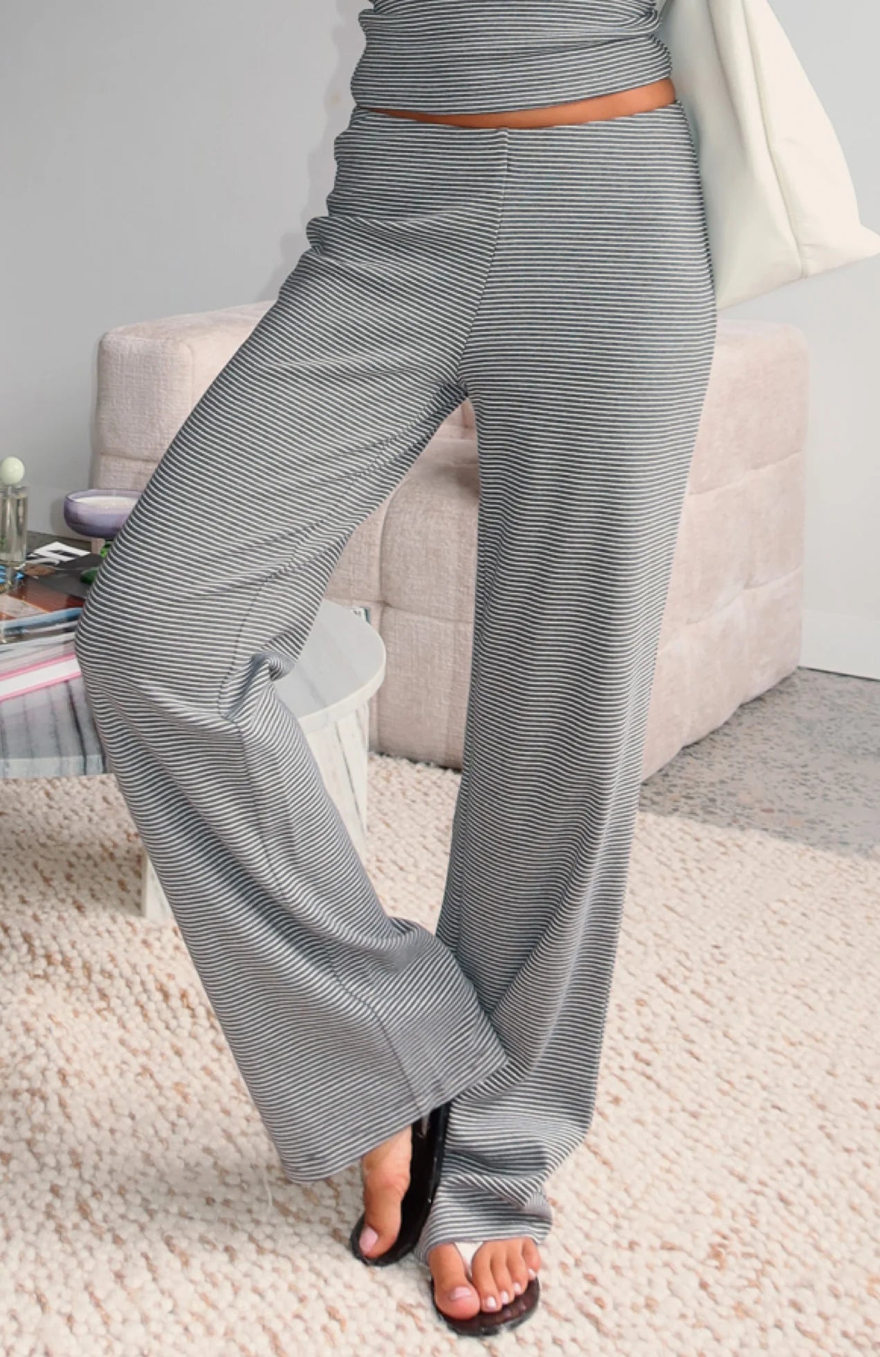 Happy It Happened Pants Grey White Stripe