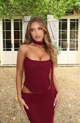 Lovers Lane Strapless Bustier Burgundy