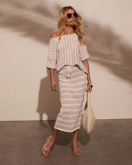 Mellow Mood Knit Drawstring Midi Skirt