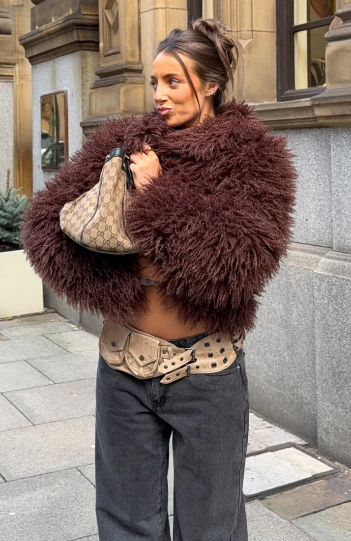 Weekend Away Faux Fur Jacket Chocolate