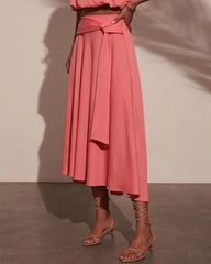 Sharena Waist Tie Midi Skirt