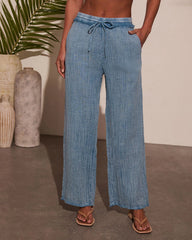 Francie Pleated Chambray Pants