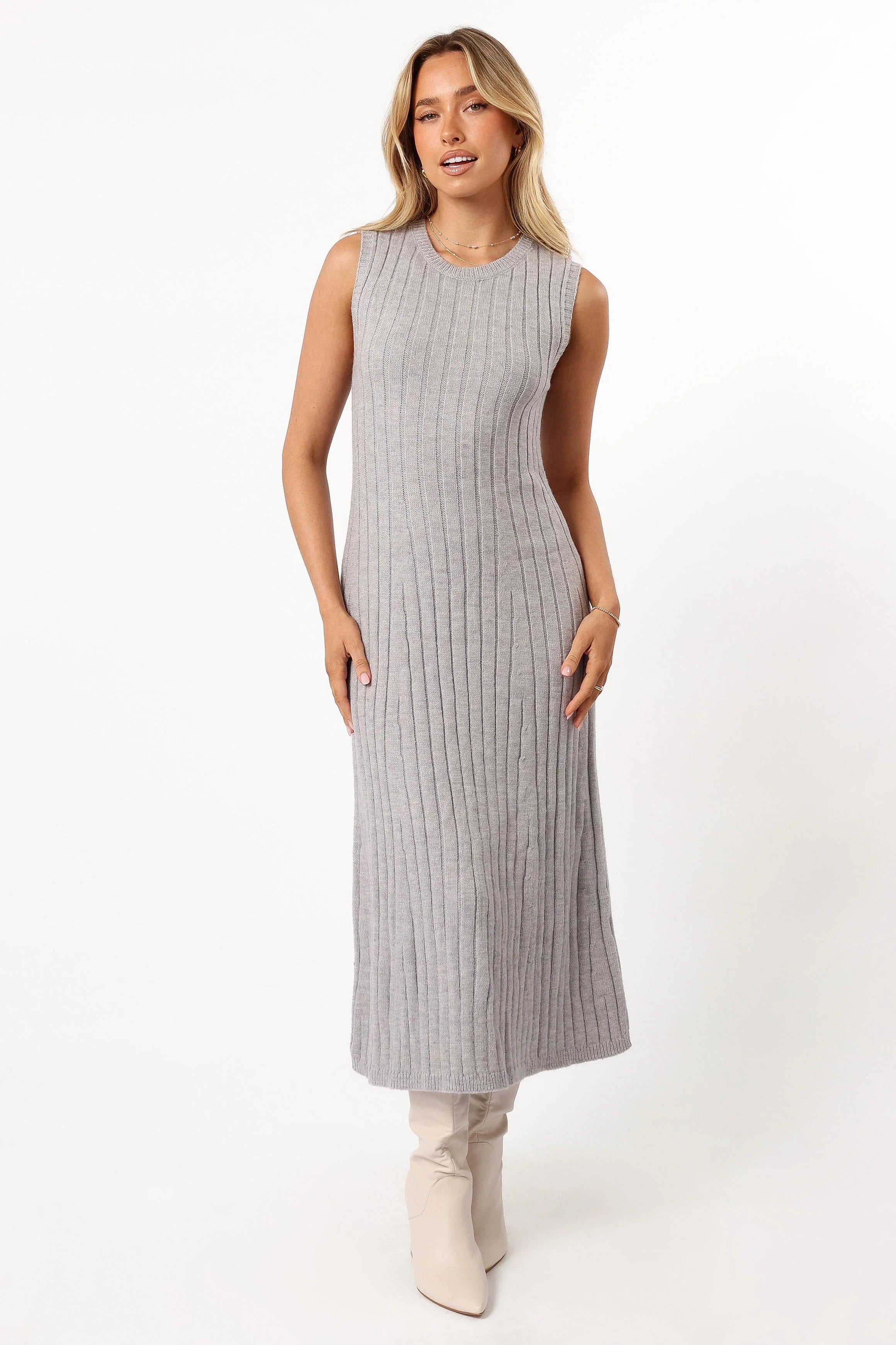 Kellie Knit Midi Dress Grey