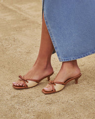 Tatie Straw Open Toe Kitten Heels
