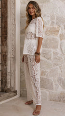 Santana Lace Pants White