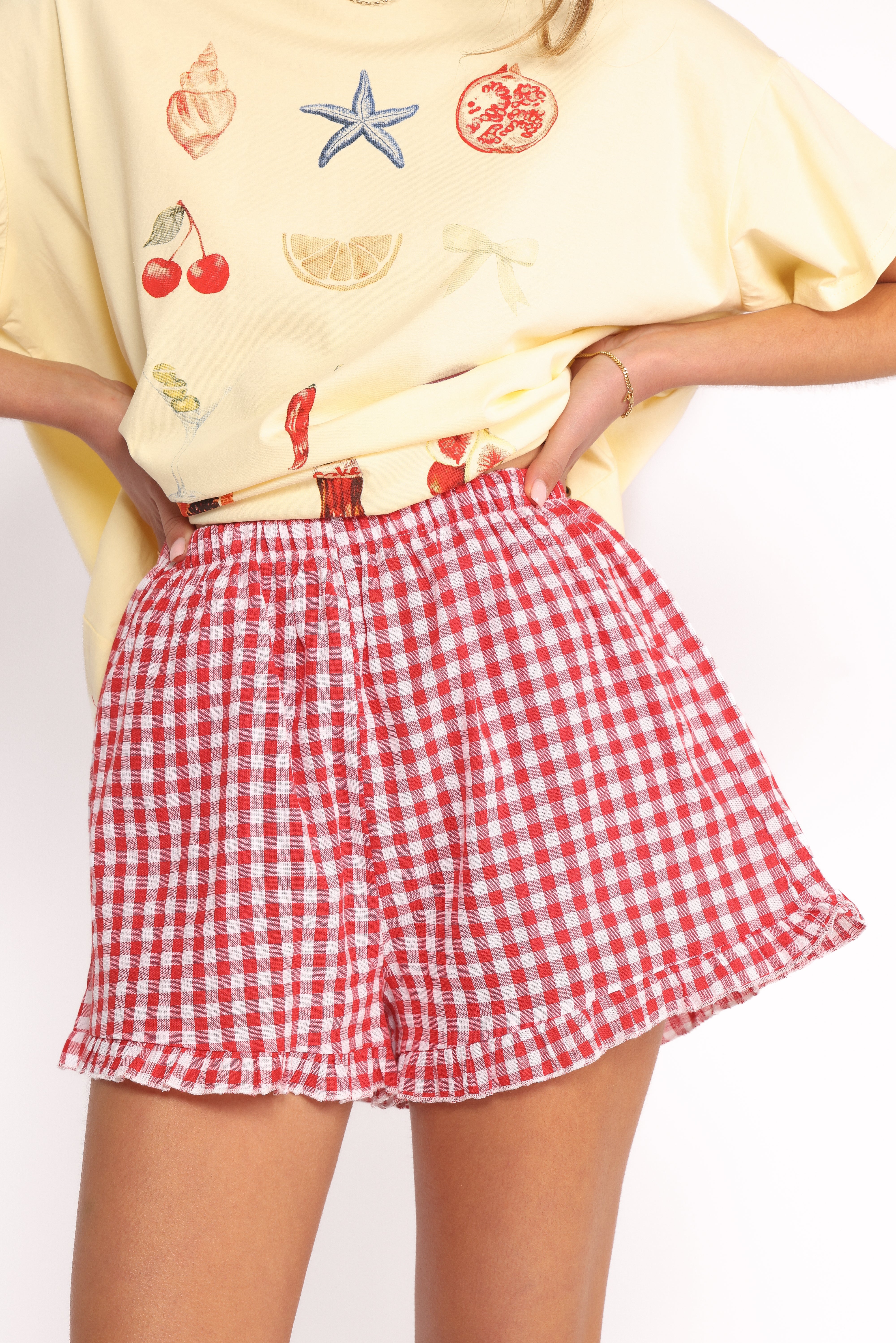 Daphne Short Set Yellow Red Gingham
