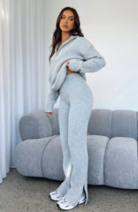 Lets Get Cosy Knit Pants Grey Marle