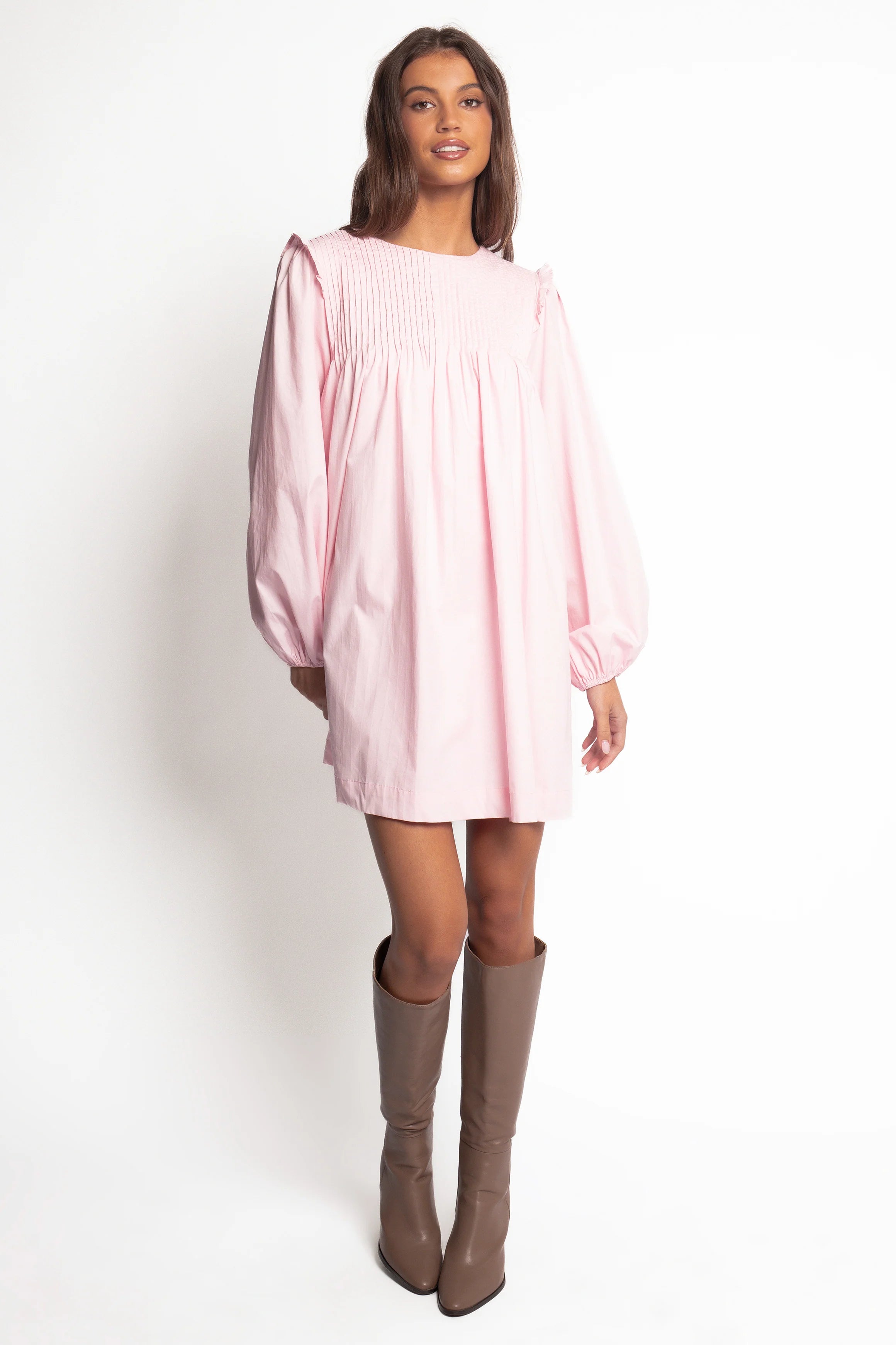 Wyatt Long Sleeve Mini Dress Pink