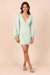 Emilina Long Sleeve Mini Dress Sage