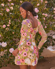 Bloom Ahead Mesh Floral Applique Mini Dress