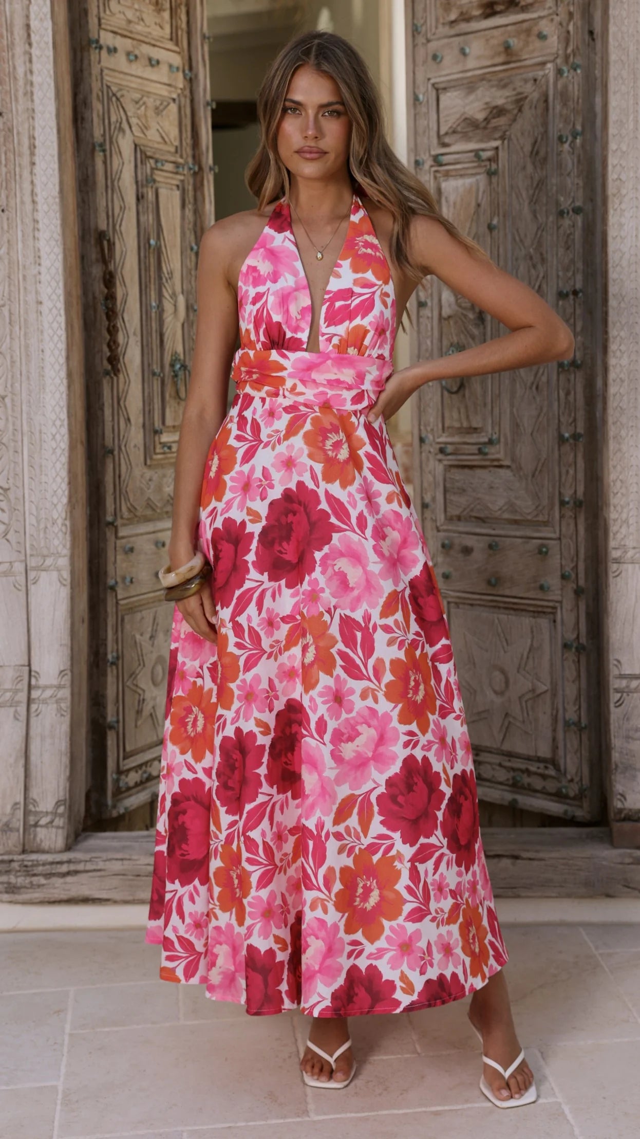 Anara Maxi Dress Pink Floral