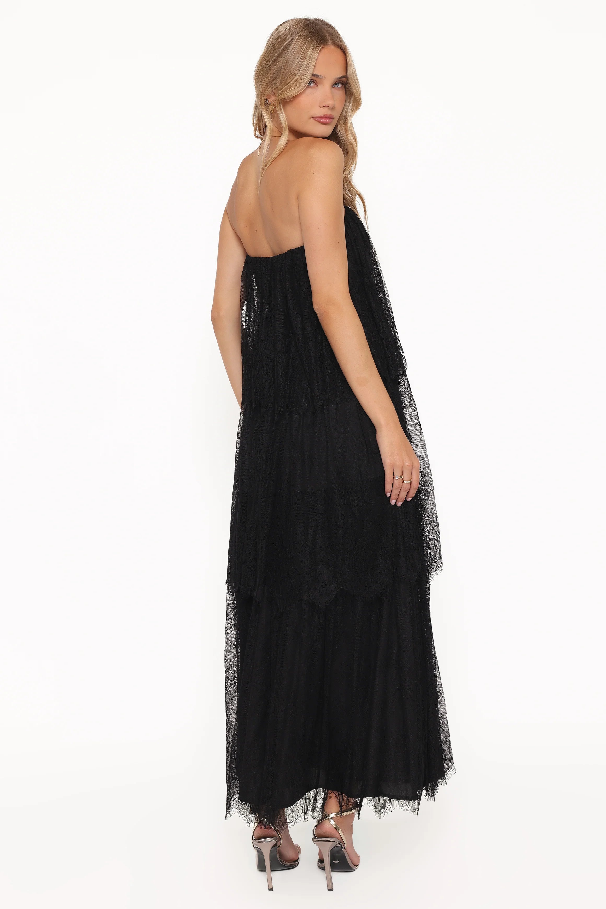 Bloom Strapless Maxi Dress Black Lace