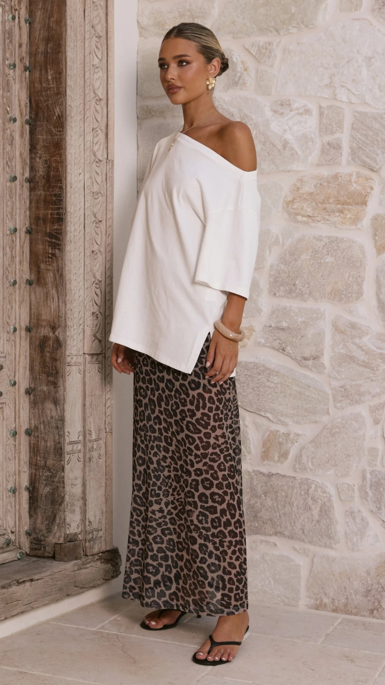 Onella Semi Sheer Maxi Skirt Leopard Print