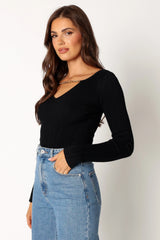 Ace Long Sleeve Knit Bodysuit Black