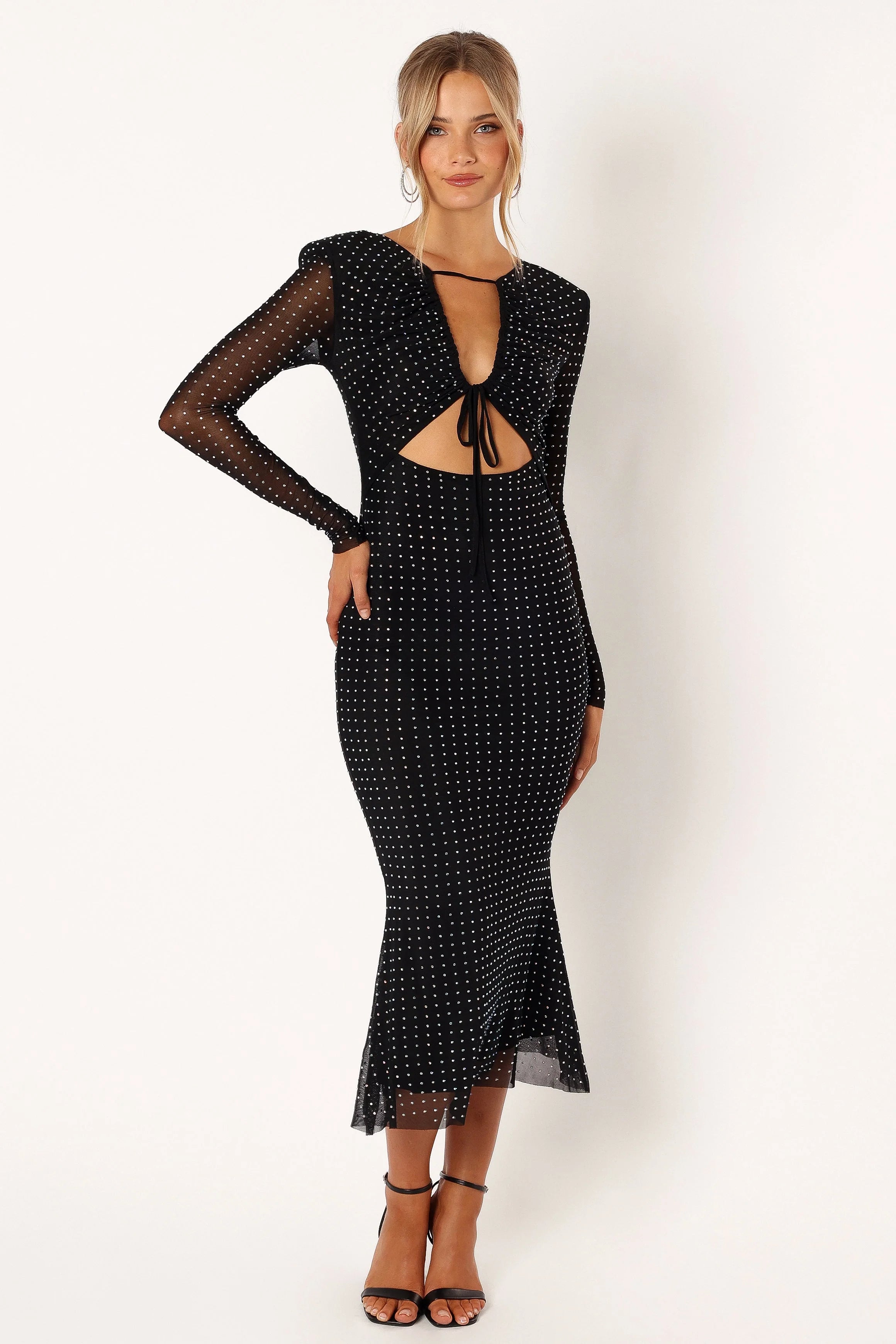 Salvatore Long Sleeve Midi Dress Black