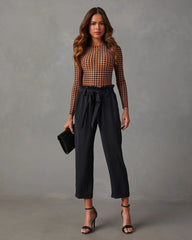 All The Craze Velvet Mesh Houndstooth Bodysuit