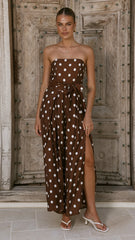 Astra Jumpsuit Chocolate Polka