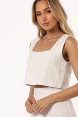 Windsor Top White Stripe